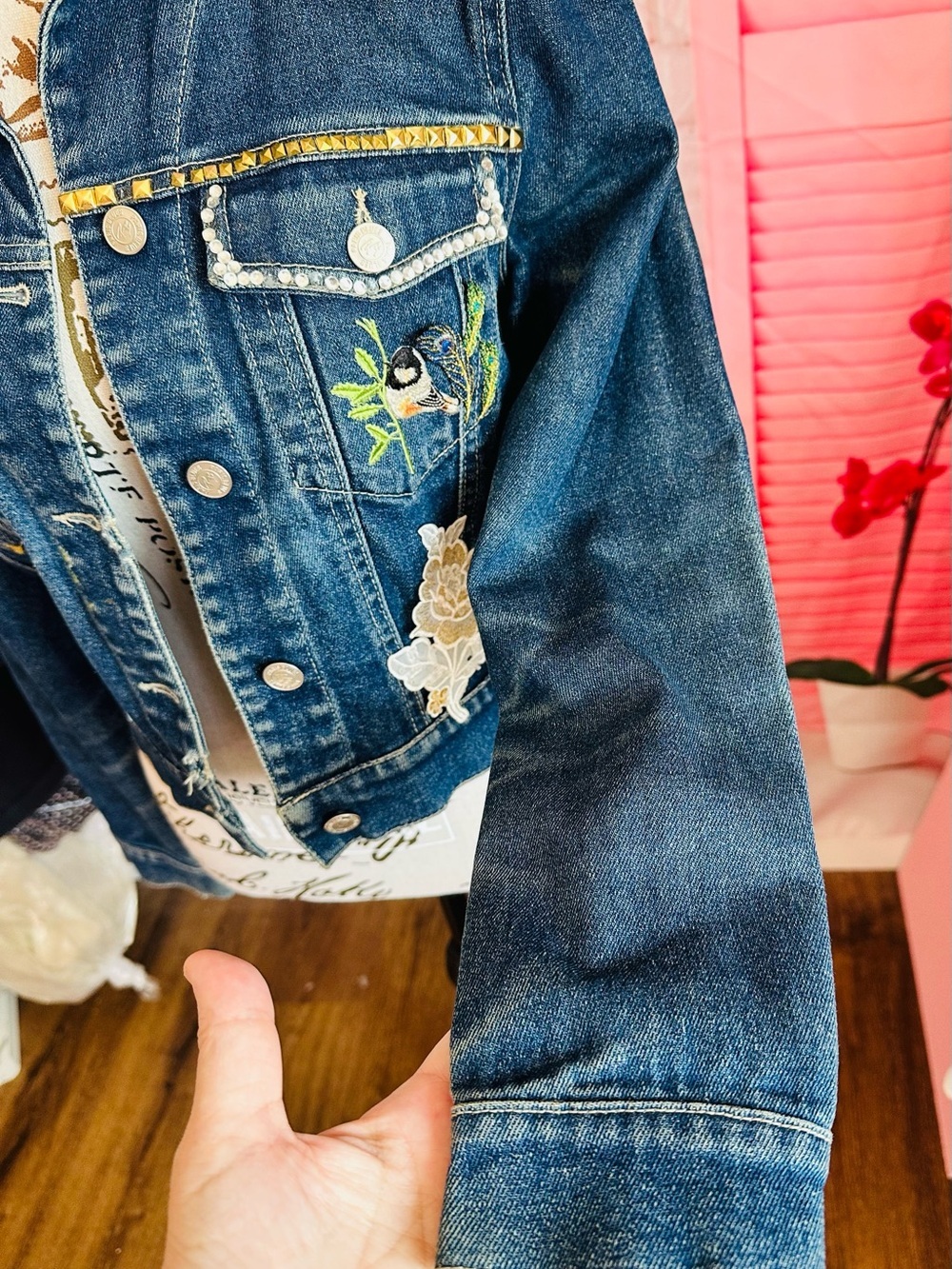 Vintage Paris Blues Embroidered Denim Jacket - Picture 5 of 12